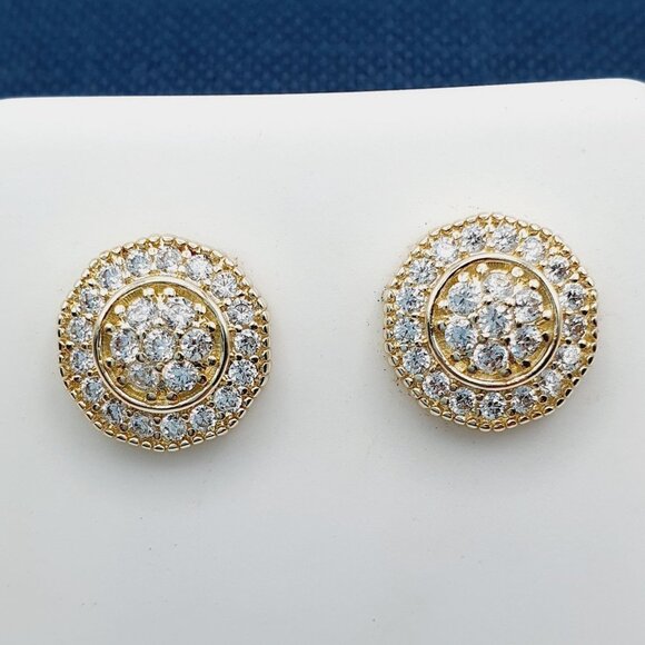 "14K Gold Plated Cubic Zircon Earrings, EVBRS414 - Picture 1 of 9